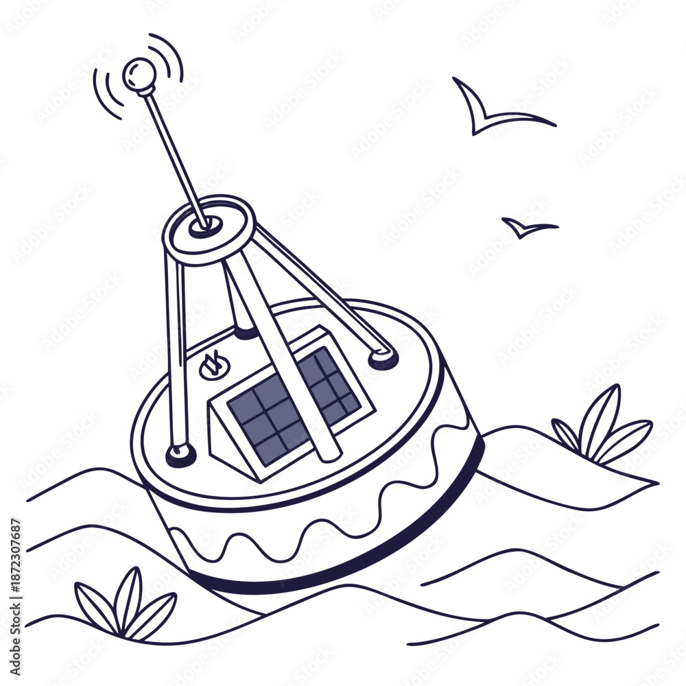 Obraz premium Sustainable Biodegradable Marine Sensor Buoy for Ecological Data Collection and Ocean Monitoring