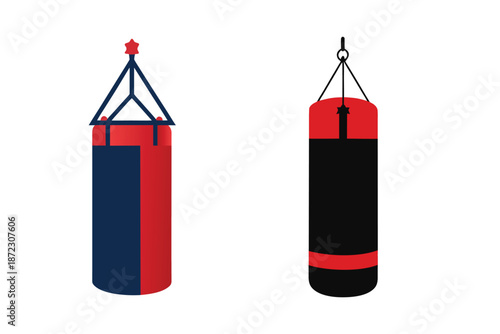 Boxing Hanging Punching Bag Silhouette Icon Training Equipment Design