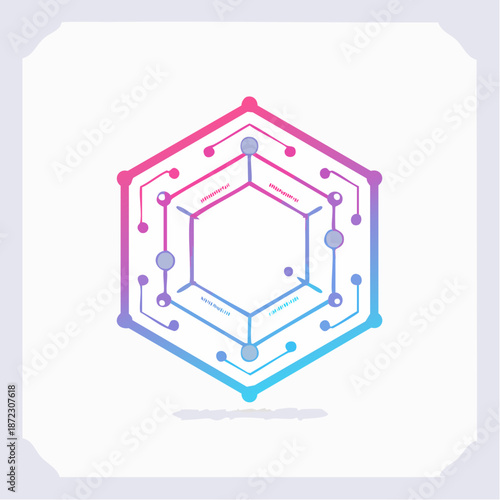 Modern Gradient Hexagon Structure Vector Illustration for Technology, Data Analysis, and Networking Concepts on White Background
