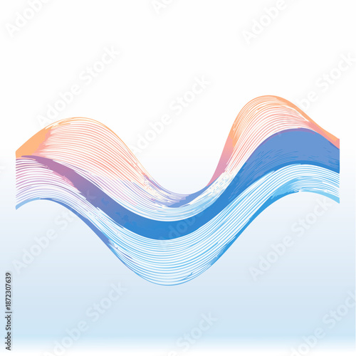 Abstract Flowing Wavy Gradient Lines Texture Vector Graphic. Dynamic Background Element for Presentation or Banner Design.