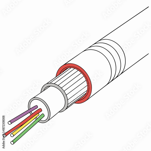 Optical Fiber Glass Cable Technology for High Speed Data Transmission and Connectivity Vector