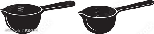 Kitchen Measuring Cup or Small Saucepan Silhouette Icons for Culinary and Baking Use