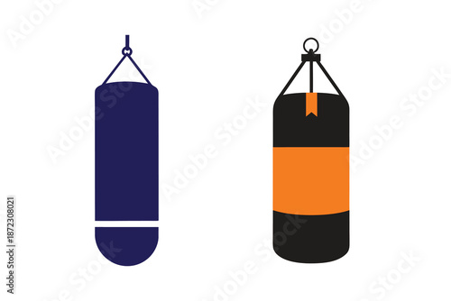 Boxing Hanging Punching Bag Silhouette Icon Training Equipment Design