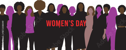 International women's day celebration silhouette isolated on transparent background