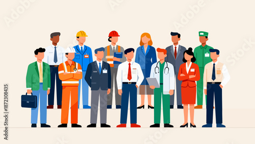 diverse group of professionals in uniforms