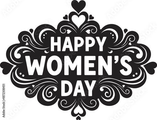 Happy women's day celebration silhouette isolated on transparent background