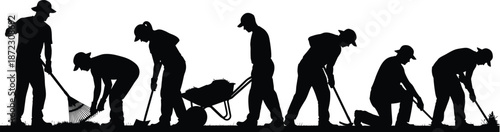 workers, labor, teamwork, construction, workforce, industry, effort, cooperation, job, work, silhouette, people, activity, manual, tools, productivity, employment, service, outdoor, illustration