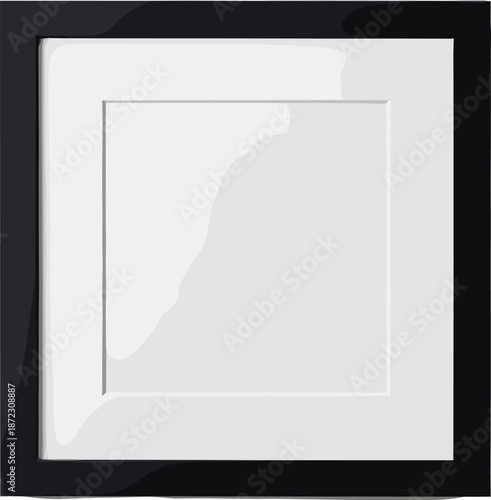 Minimal square picture frame with black border and white mat isolated on white background modern vector illustration
