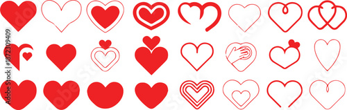 heart symbol collection red heart icons for branding and print