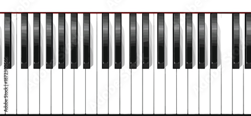 Piano keyboard with black and white keys realistic musical instrument layout isolated on white background vector illustration