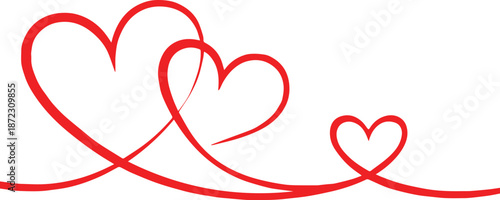 heart continuous red line entwined hearts decorative tail