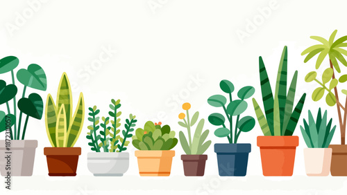 Potted plants in colorful pots