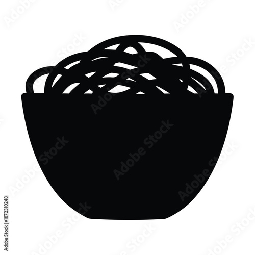 Black silhouette of spaghetti in a bowl, ready to be served