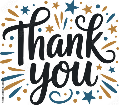 thanks handlettering thank you greeting card illustration vector