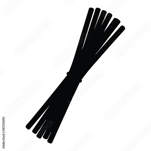 Silhouette of tied raw spaghetti pasta, uncooked Italian food icon vector