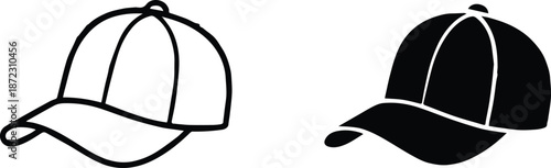 cap icon set outline and solid vector for logo and branding