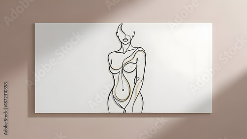 Minimalist Line Art of Female Body, Abstract Figure Drawing, Elegant Silhouette