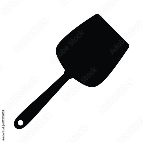 Simple Black and White Silhouette of a Spatula for Cooking Purposes