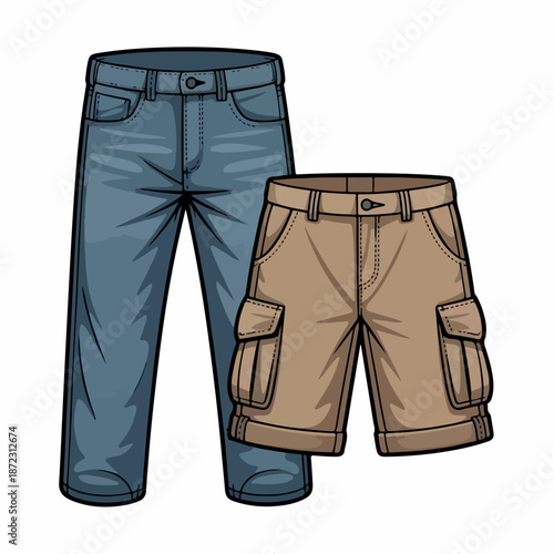 fashion, illustration, clothing, trousers, shorts, vector, casual, pants, clothes, garment, design, wear, isolated, sketch, front, short, classic, graphic, men, template, drawing, apparel, style, 