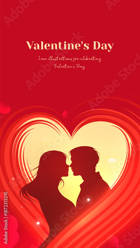 Hand Illustrated Valentine’s Day Love poster with Couple