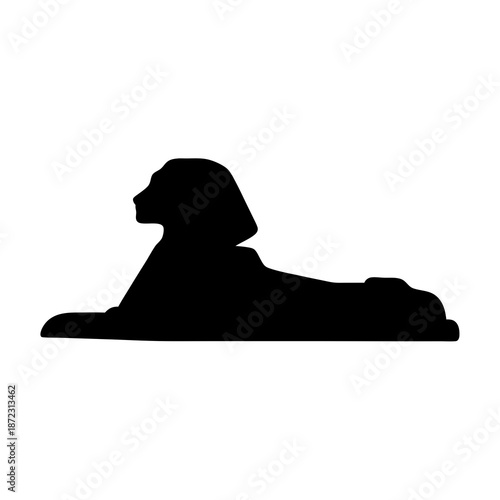 Silhouette of the Great Sphinx of Giza against a plain background