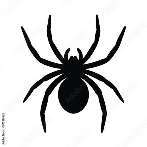 Simple black spider silhouette against a white background with eight legs