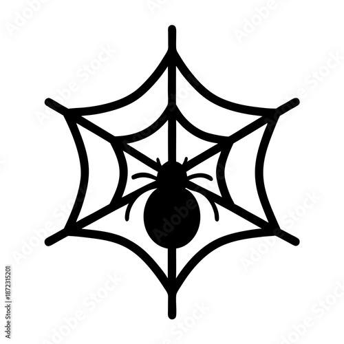 Spider with a cobweb silhouette on white background perfect for Halloween