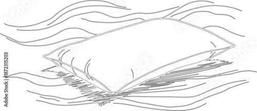 hand drawn vector illustration of a sketch of a pillow or sketch art of sleeping pillow made by geometric lines.