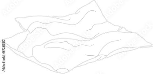 Minimalist line art illustration of crumpled piece of paper textured vector silhouette art design.