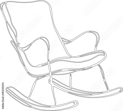 rocking chair vector illustration or silhouette or sketch art of chair made by hand drawn sketch art various geometric lines.