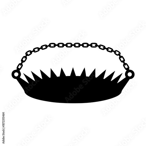 Dangerous animal trap with chain, sharp spikes, and a deadly design