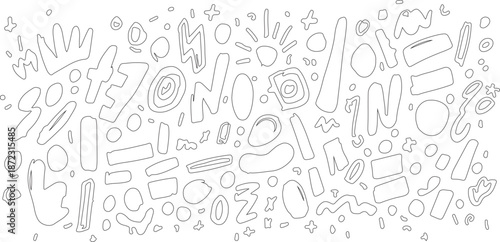 hand drawn doodle art set made by hand drawn geometric sketch modern seamless black lines.