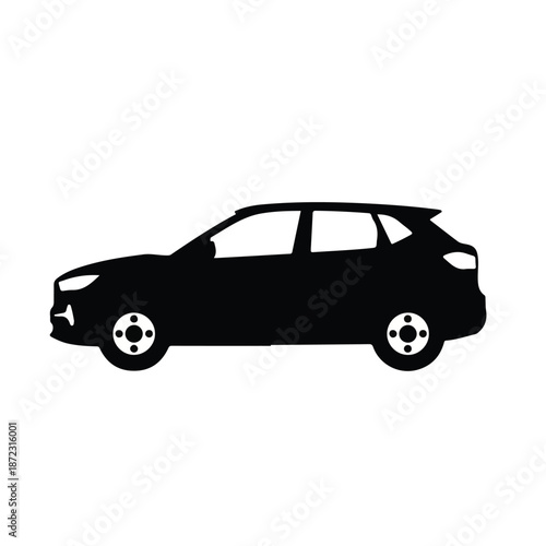 Car Icon Black Silhouette – Vehicle Transport Symbol