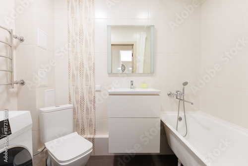 Wallpaper Mural modern bathroom room with toilet and washing machine Torontodigital.ca