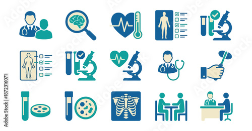 Medical icons health science and diagnostic illustrations