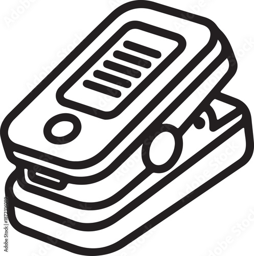 Digital Finger Pulse Oximeter Line Icon - Blood Oxygen and Heart Rate Monitor Vector Illustration