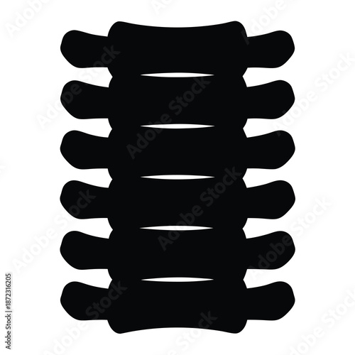Silhouette depiction of vertebrae column, showing spinal anatomy in monochrome, anatomical illustration