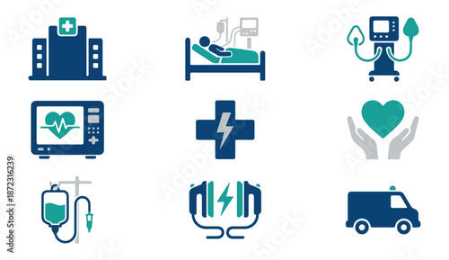 Medical icons healthcare hospital patient care treatment symbols