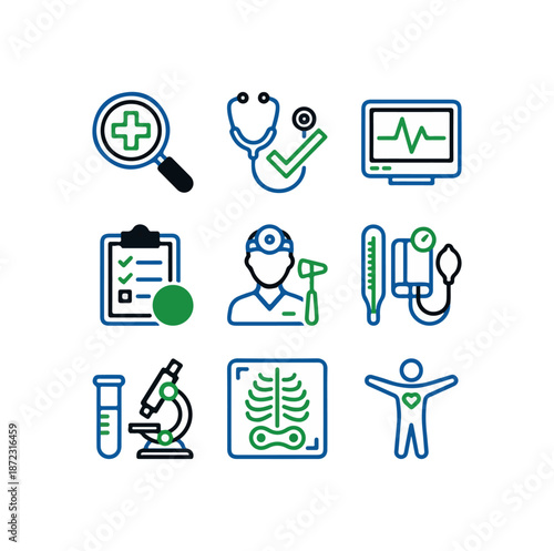 Medical icons set healthcare diagnostic tools symbols
