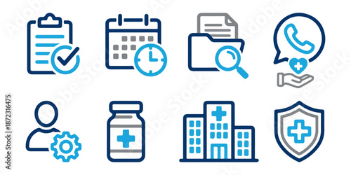 Medical icons set healthcare clinic protection symbols vector illustration