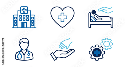 Medical icons set healthcare hospital treatment health concepts