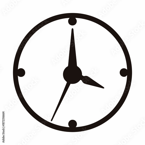 Analog Wall Clock Time Icon- Minimal black analog clock icon showing time concept, punctuality, scheduling, and classic timekeeping for design, apps, and interface use.
