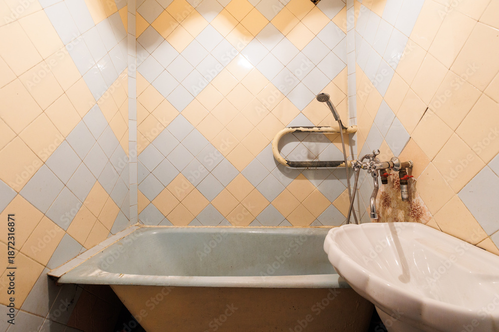 Fototapeta premium modern bathroom room with toilet and washing machine
