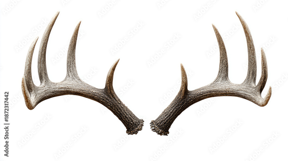 Fototapeta premium Deer Antlers Isolated on White Background for Wildlife, Nature, and Rustic Design Concept