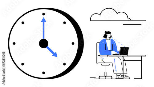 Time management concept. Clock productivity and organization. Time management enhances focus and task prioritization. Useful for business, education, scheduling, work-life balance, and personal