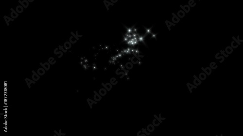 Wallpaper Mural 2D Glittering particle trails for video transition or cartoon magic wipe effects, glitter star explosion, twinkle magic, glitter particles light trail on black background, loop 4k video Torontodigital.ca