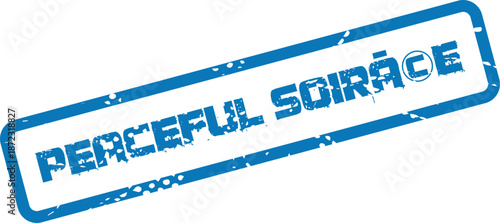 Authentic Peaceful Soirée grunge rubber stamp style text symbol for elegant gatherings