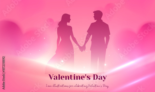 Valentine’s Day Banner Illustration of Man and Woman in Love