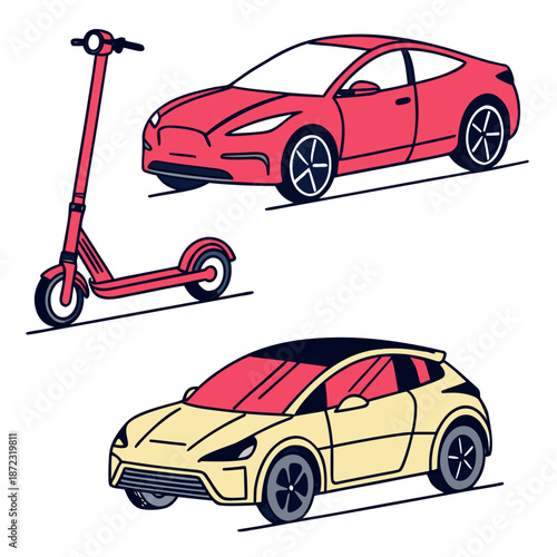 Modern electric vehicles collection