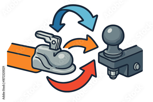 Understanding how a trailer hitch connects to a towing vehicle and the different parts involved in the process